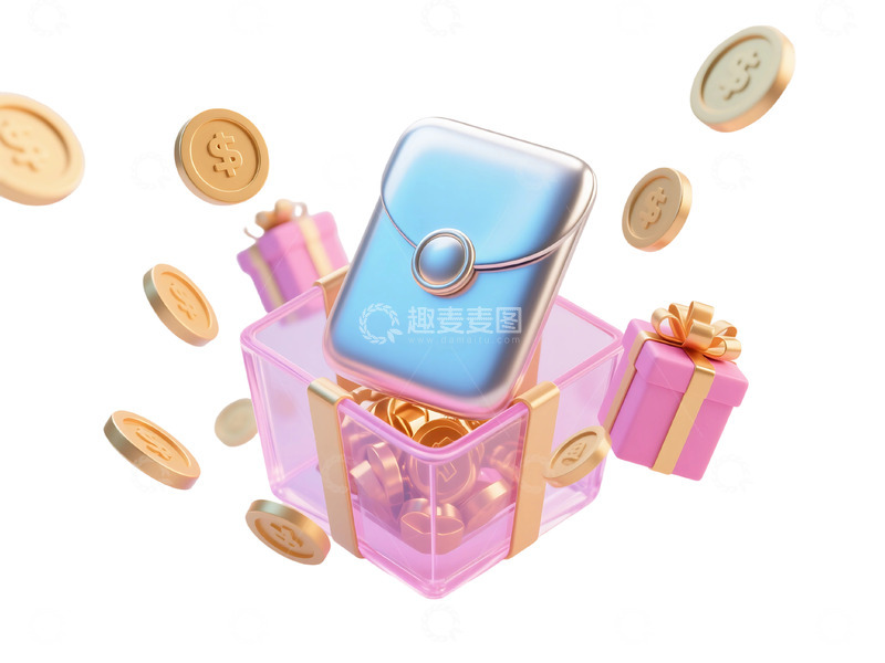 高清大图下载【趣麦麦图】免抠红包金币礼盒带回家插画 (2)