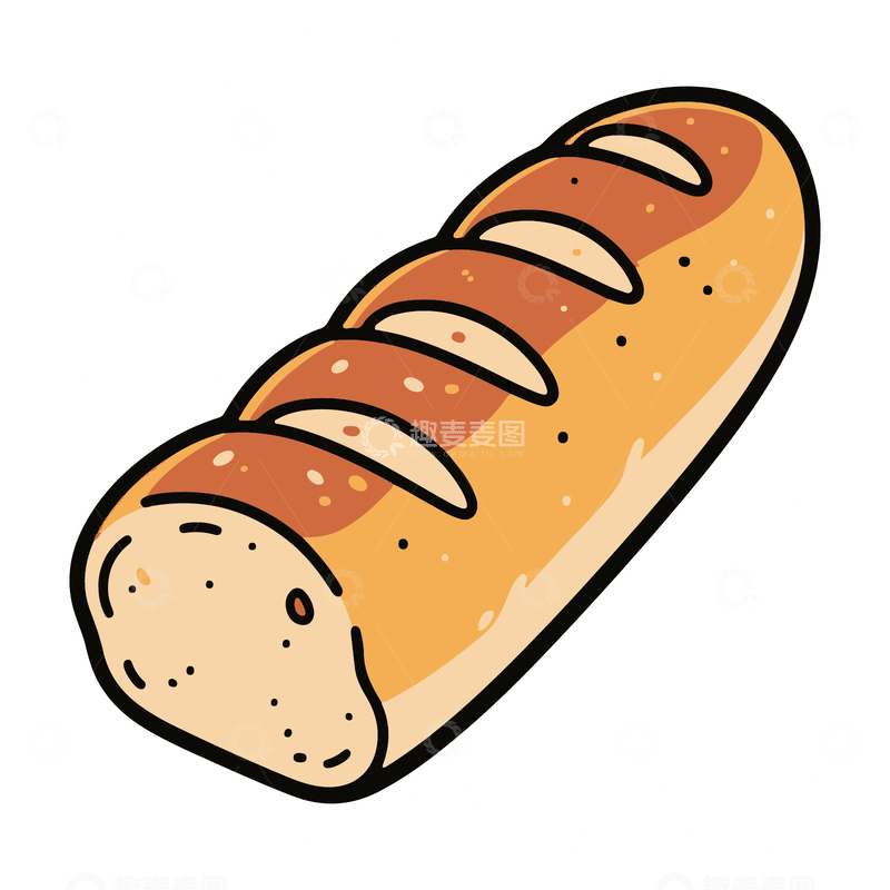 源文件下载【趣麦麦图】美食烘培法棍面包