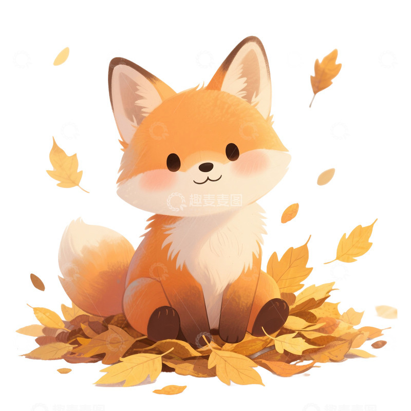 高清大图下载【趣麦麦图】秋天可爱小狐狸免抠元素1