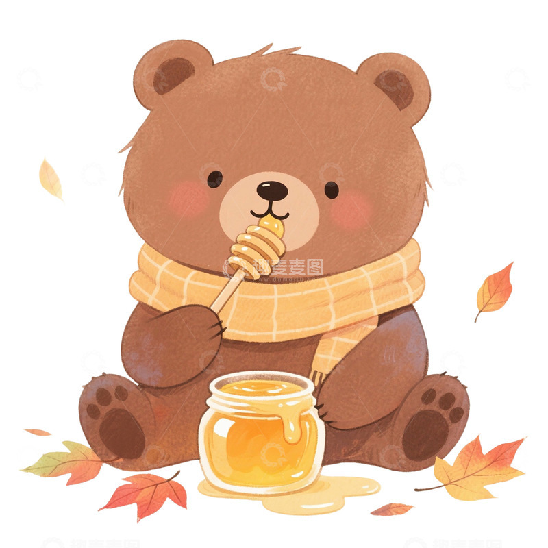 高清大图下载【趣麦麦图】秋天可爱小熊免抠元素