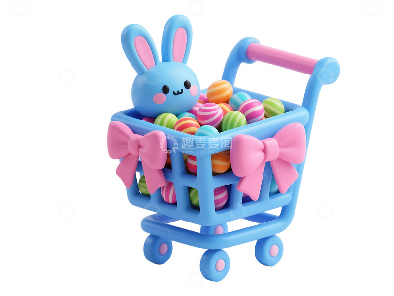 高清大图下载【趣麦麦图】免抠蓝色购物车卡通图标元素 (2)