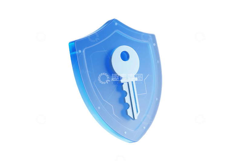 高清大图下载【趣麦麦图】免抠蓝色透明科技盾牌钥匙元素 (2)