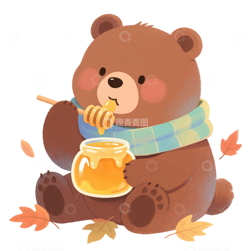 高清大图下载【趣麦麦图】秋天可爱小熊免抠元素12