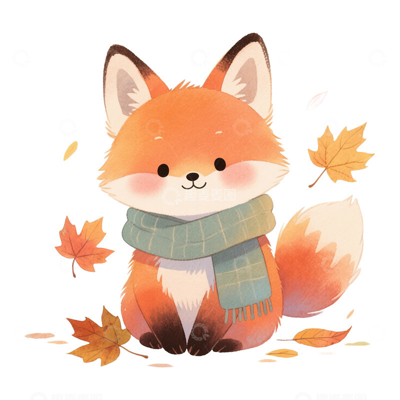 高清大图下载【趣麦麦图】秋天可爱小狐狸免抠元素