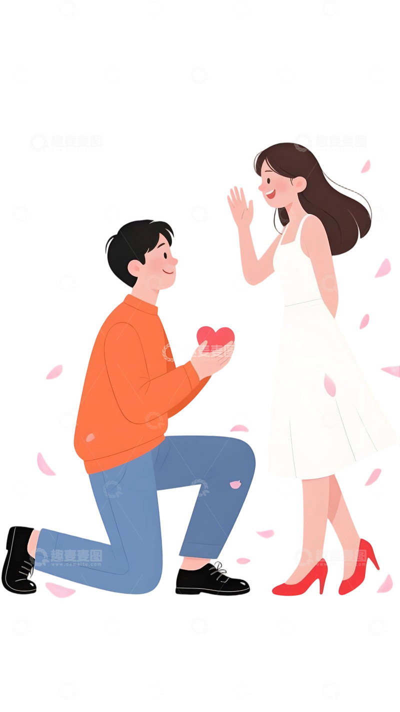 高清大图下载【趣麦麦图】浪漫的情侣插画43