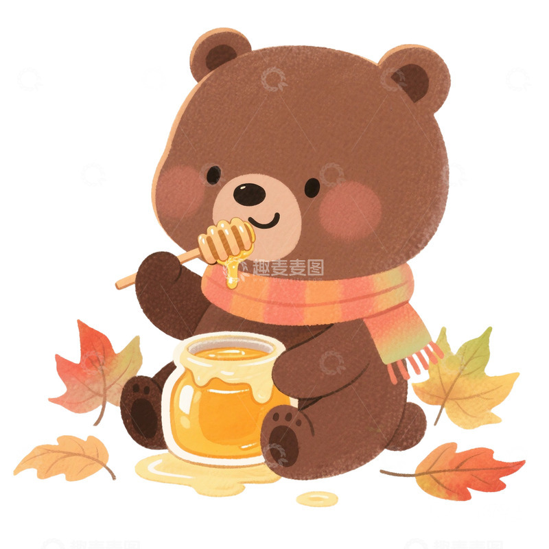 高清大图下载【趣麦麦图】秋天可爱小熊免抠元素1