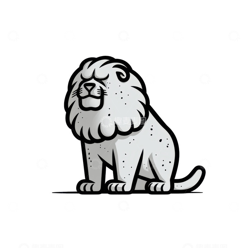 高清大图下载【趣麦麦图】卡通简约一只石狮子