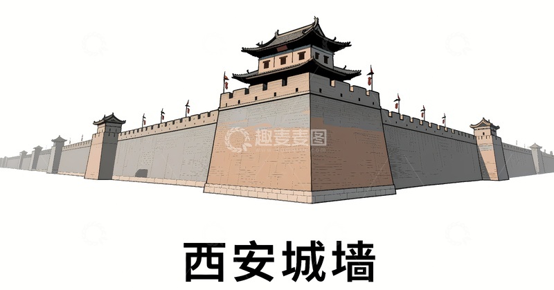 高清大图下载【趣麦麦图】西安古城墙视角