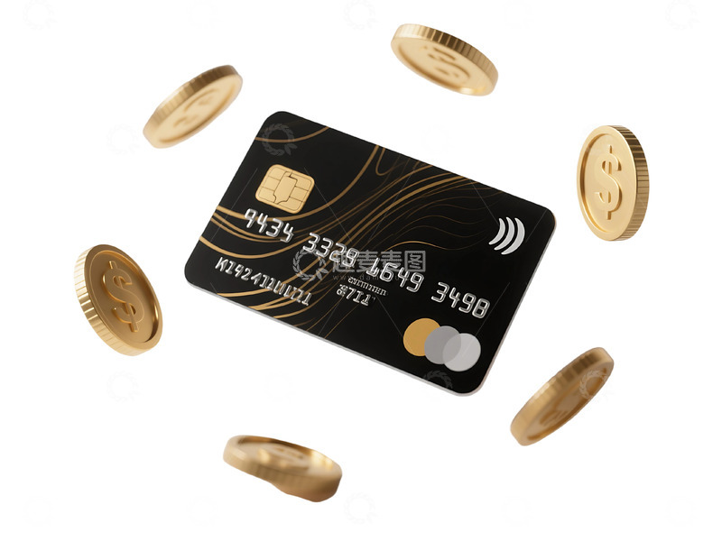 高清大图下载【趣麦麦图】免扣信用卡漂浮硬币周围 