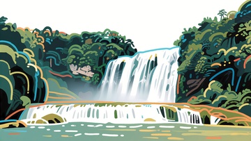 贵州黄果树风景绘画