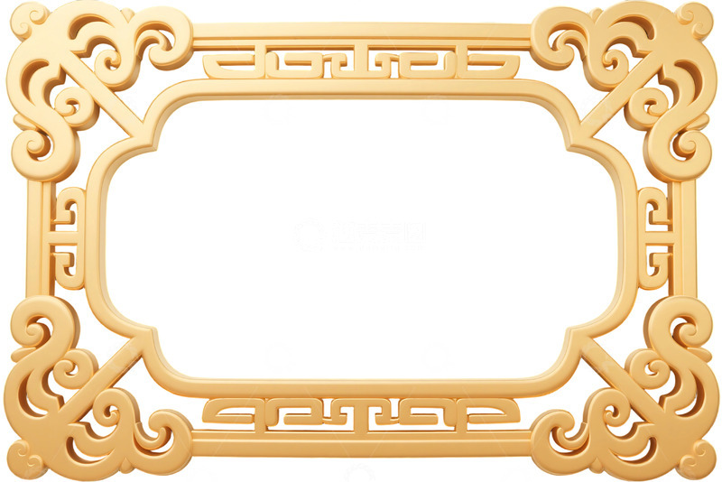 高清大图下载【趣麦麦图】免抠金色古风边框 (4)