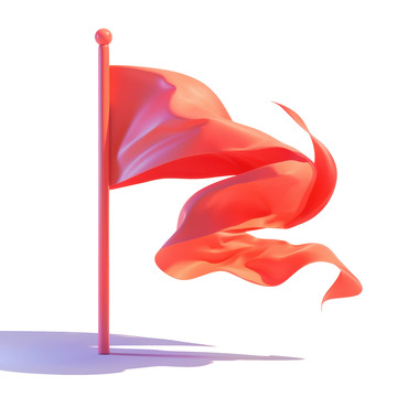 卡通简约红色旗帜