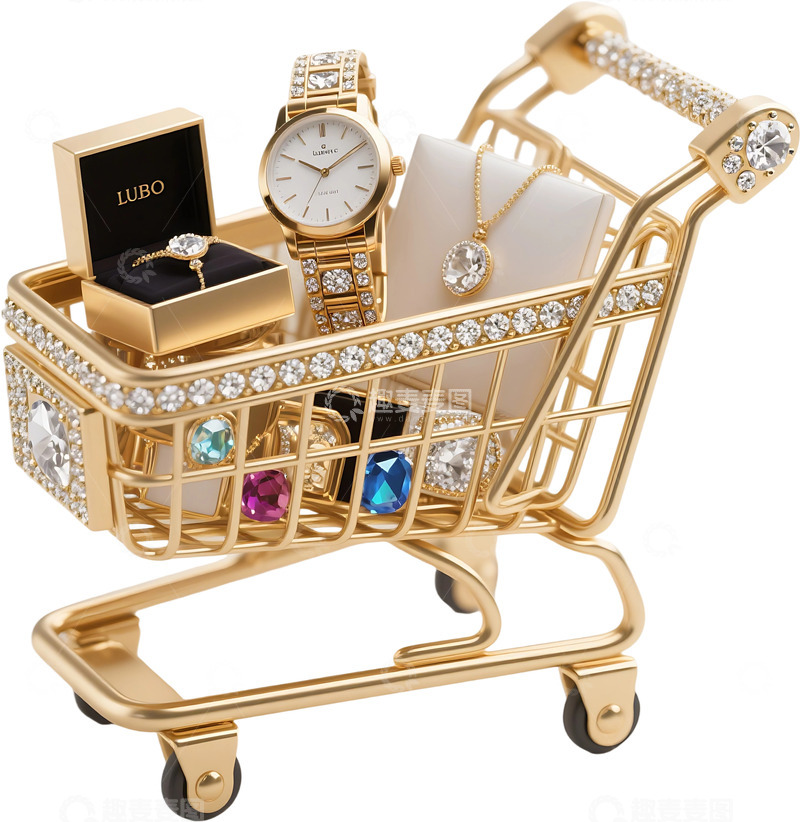 高清大图下载【趣麦麦图】免抠购物车素材 (1)