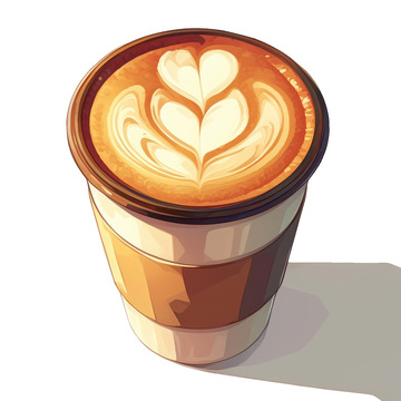 卡通简约拉花咖啡