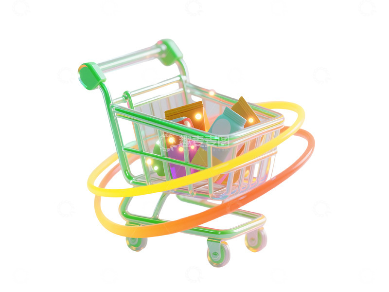 高清大图下载【趣麦麦图】免扣图标购物车白底透明炫彩生成 1