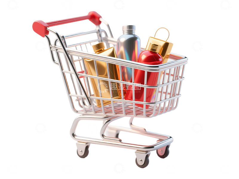 高清大图下载【趣麦麦图】免扣图标购物车白底透明炫彩生成 