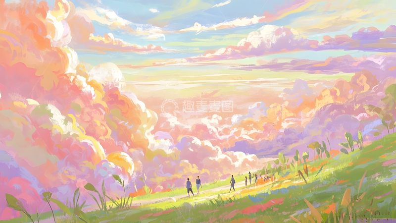 高清大图下载【趣麦麦图】油画风景插画