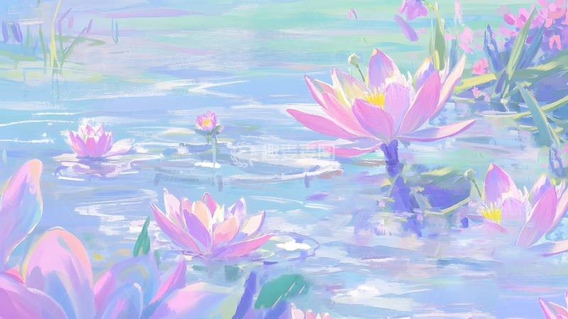 高清大图下载【趣麦麦图】荷花风景装饰画