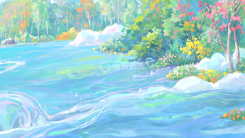 高清大图下载【趣麦麦图】油画自然风景插画