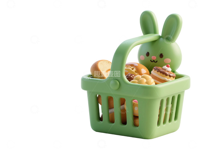 高清大图下载【趣麦麦图】免扣卡通购物篮模型免抠元素 