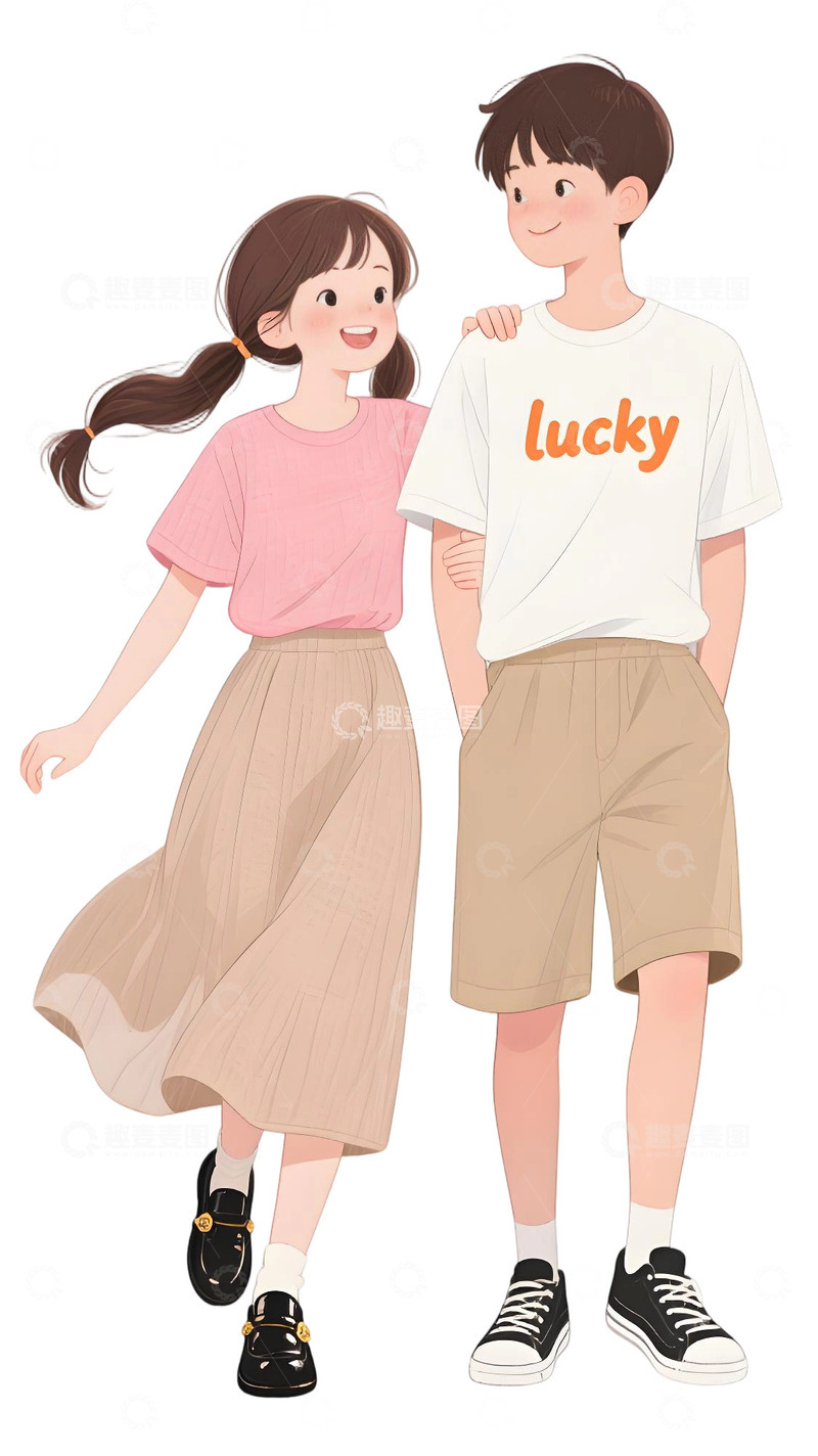 高清大图下载【趣麦麦图】浪漫情侣主题插画901