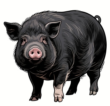 一只黑毛猪图片