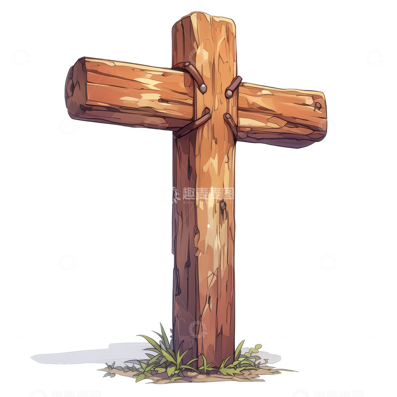 高清大图下载【趣麦麦图】卡通简约十字木桩