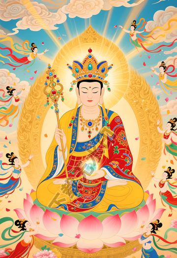 敦煌壁画风格地藏王菩萨