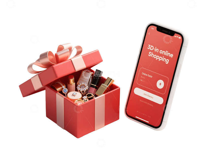 高清大图下载【趣麦麦图】免扣在线购物海报，智能手机在旁 1