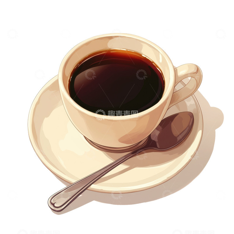 高清大图下载【趣麦麦图】卡通简约一杯黑咖啡