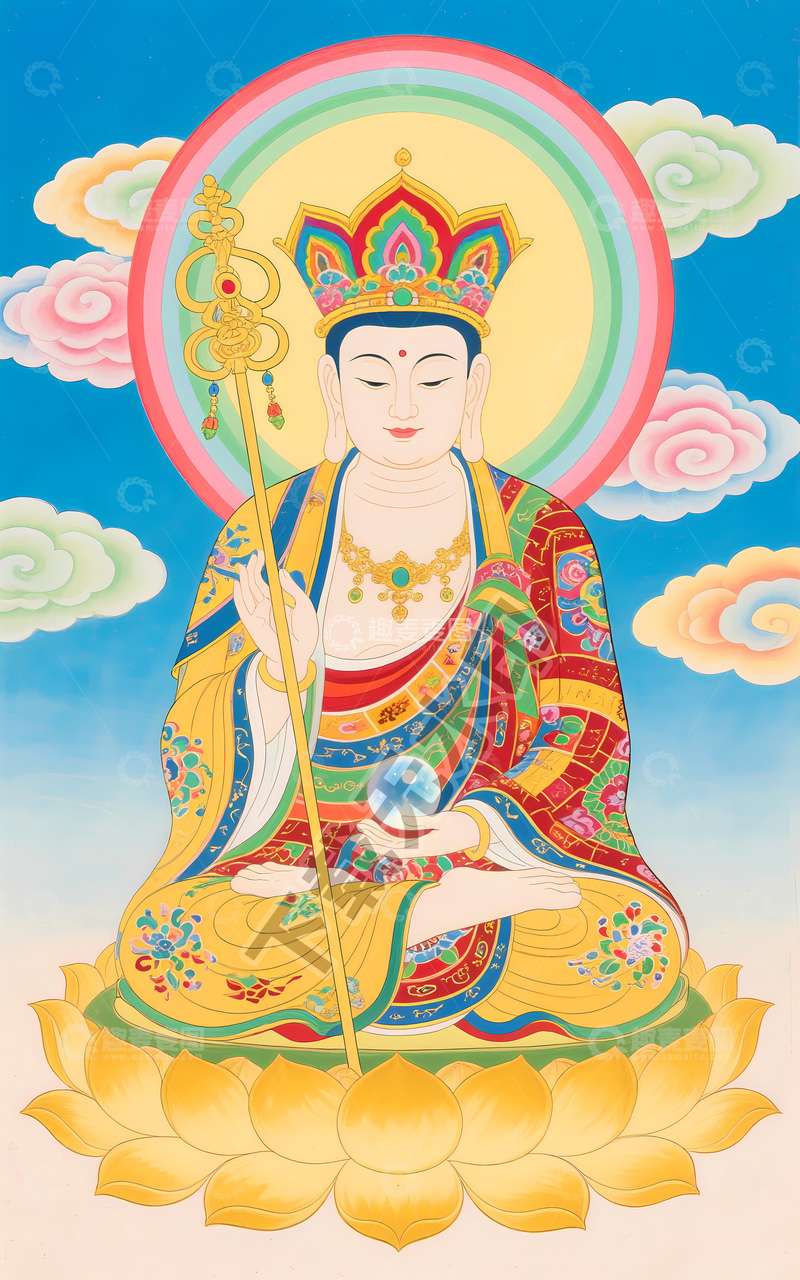 高清大图下载【趣麦麦图】祥云蓝天地藏王菩萨