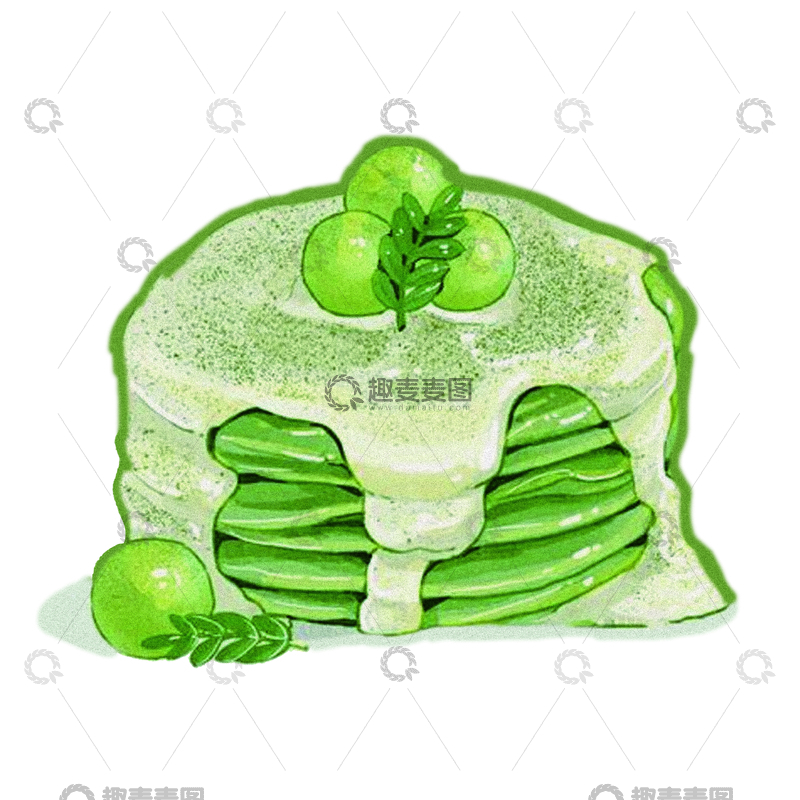 源文件下载【趣麦麦图】 美味抹茶蛋糕卡通