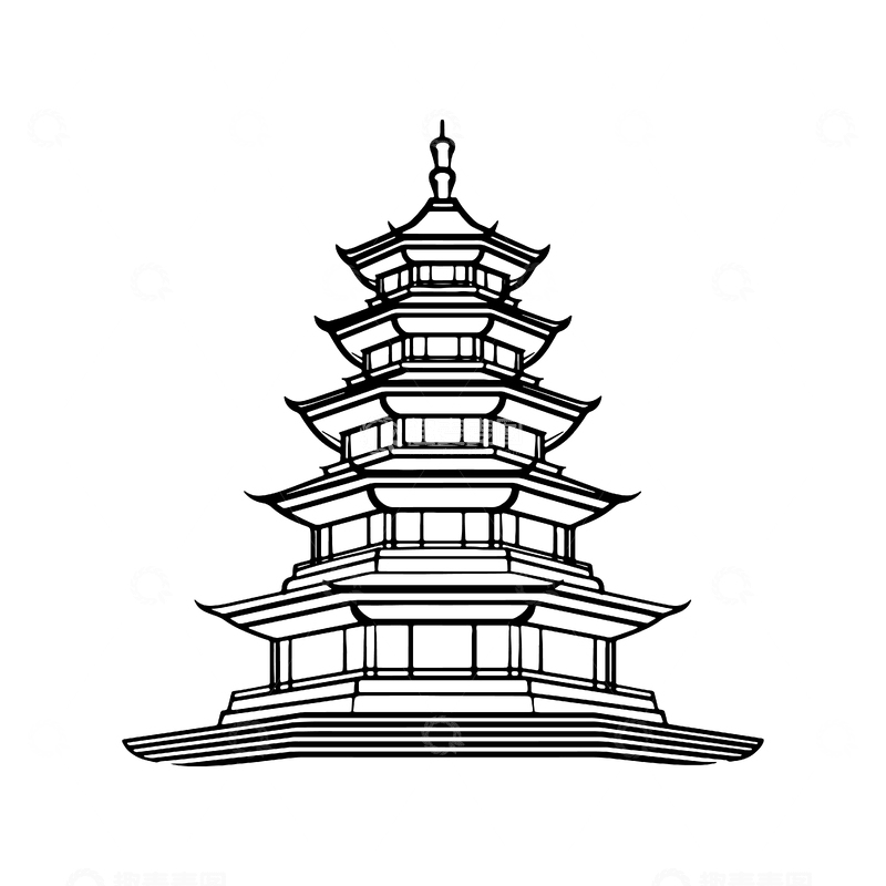 源文件下载【趣麦麦图】简约黑白塔楼建筑