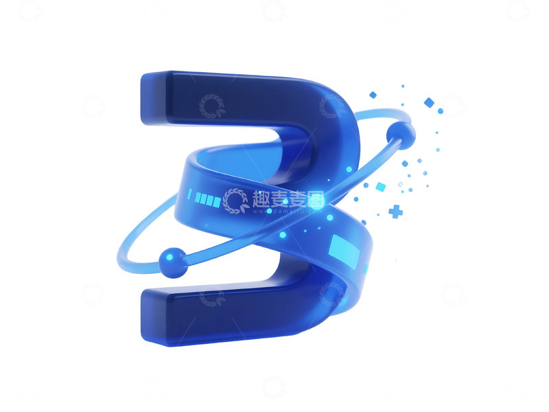 高清大图下载【趣麦麦图】免扣蓝色科技立体图标 