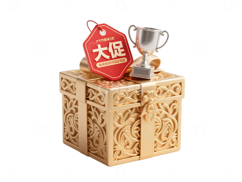高清大图下载【趣麦麦图】免扣立体电商折扣促销礼盒元素 