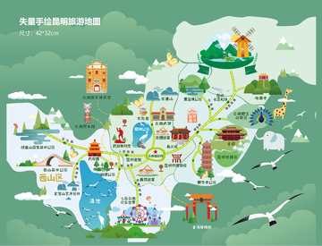 失量昆明旅游景点地图