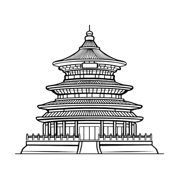 简约黑白古代塔楼建筑