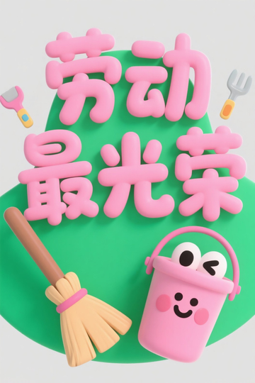 萌趣可爱风“劳动最光荣”字体1