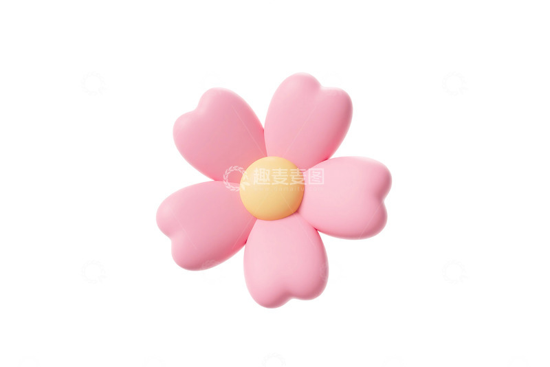 高清大图下载【趣麦麦图】免抠三维粉色小花素材 