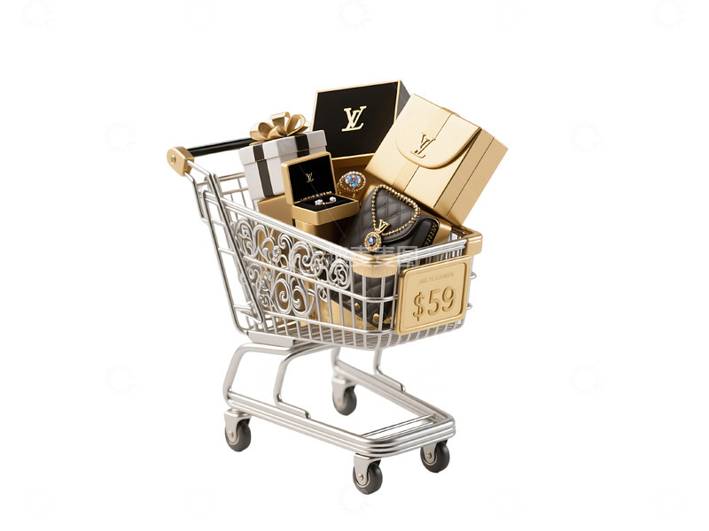 高清大图下载【趣麦麦图】免扣购物车和里面的礼品盒 