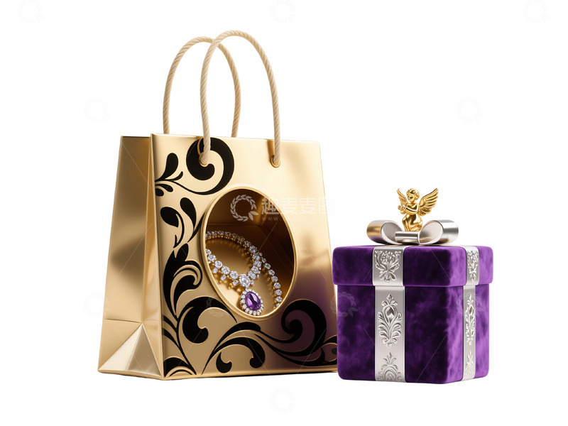 高清大图下载【趣麦麦图】免扣购物袋与礼物盒 