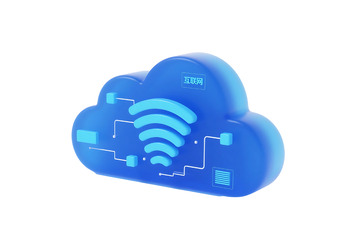 免抠互联网蓝色科技云素材 