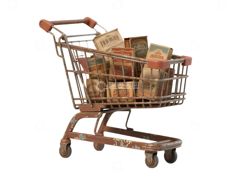 高清大图下载【趣麦麦图】免扣，一个超市购物车 