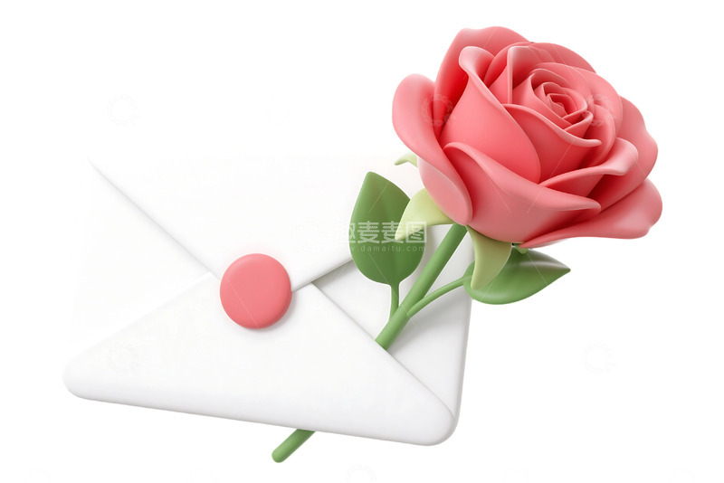 高清大图下载【趣麦麦图】免抠信封和玫瑰花 