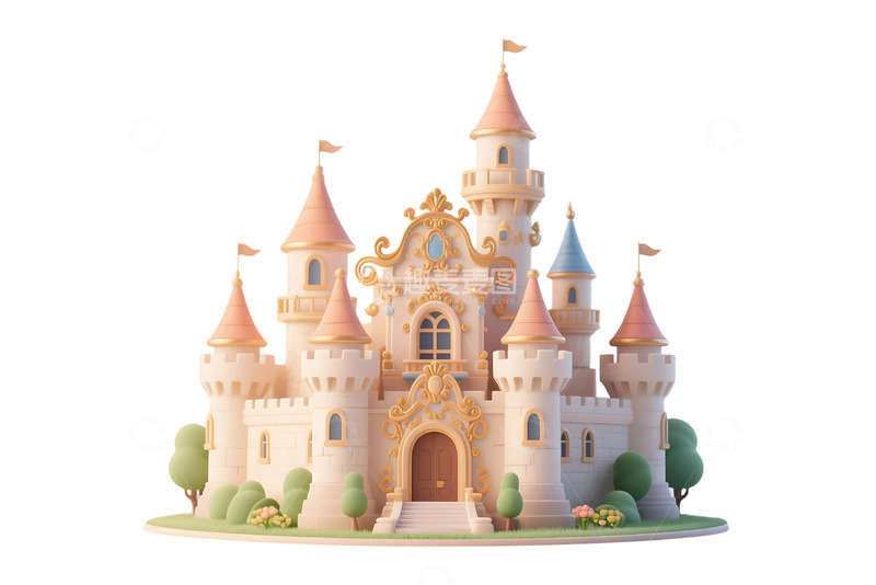 高清大图下载【趣麦麦图】免抠卡通欧式洛可可城堡 1