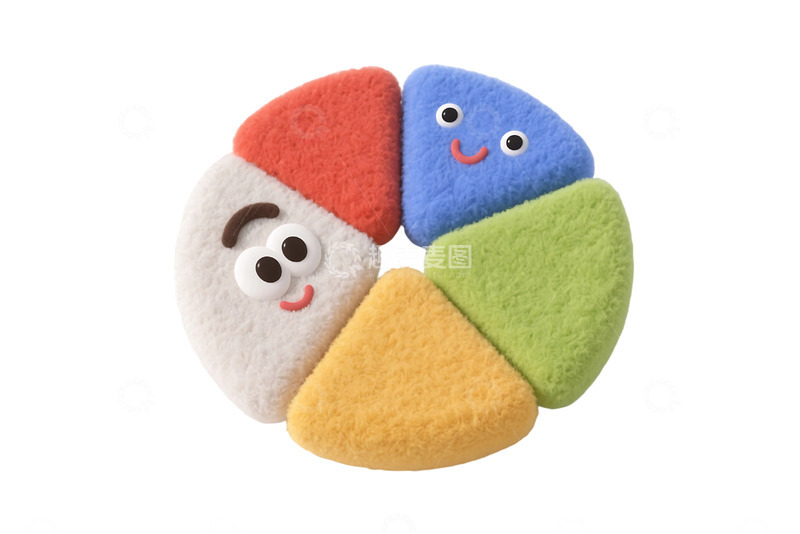 高清大图下载【趣麦麦图】免抠卡通毛毡风格饼状图 