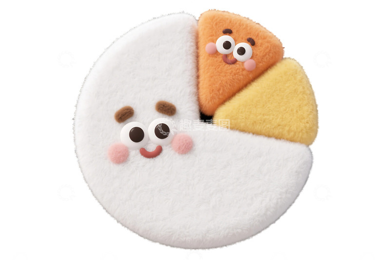 高清大图下载【趣麦麦图】免抠卡通毛毡风格饼状图 1