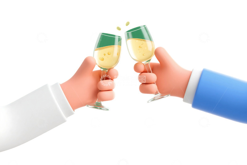 高清大图下载【趣麦麦图】免抠卡通手拿酒杯碰杯场景 