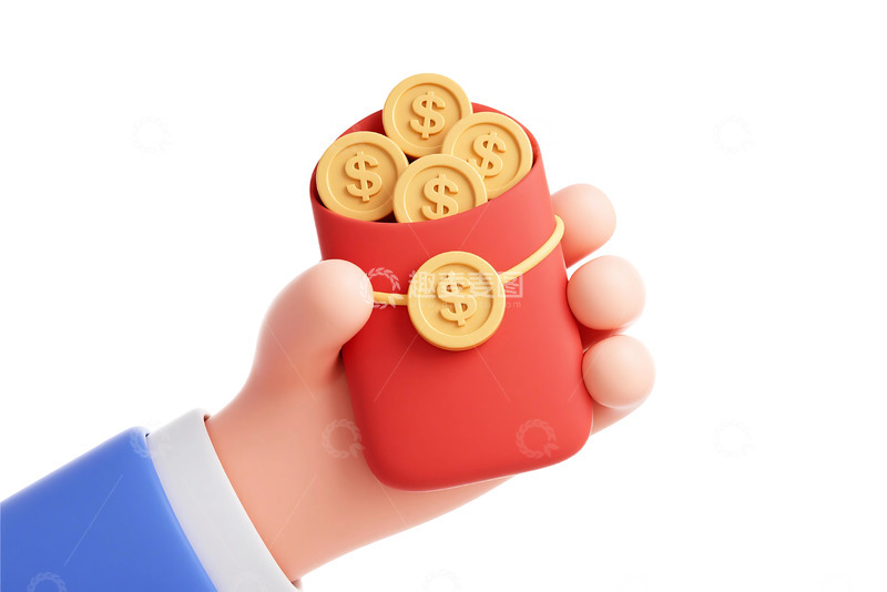 高清大图下载【趣麦麦图】免抠卡通手拿金币红包 
