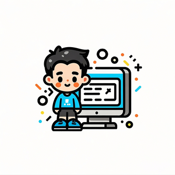 Q版卡通手绘插画程序员简笔画1